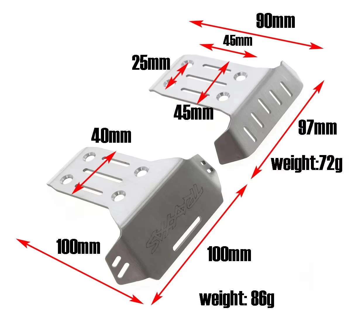 Stainless Steel Front & Rear Chassis Armor Protector Skid Plate Guard, Anti‑Collision Upgrade Accessories for 1/8 Traxxas Sledge
