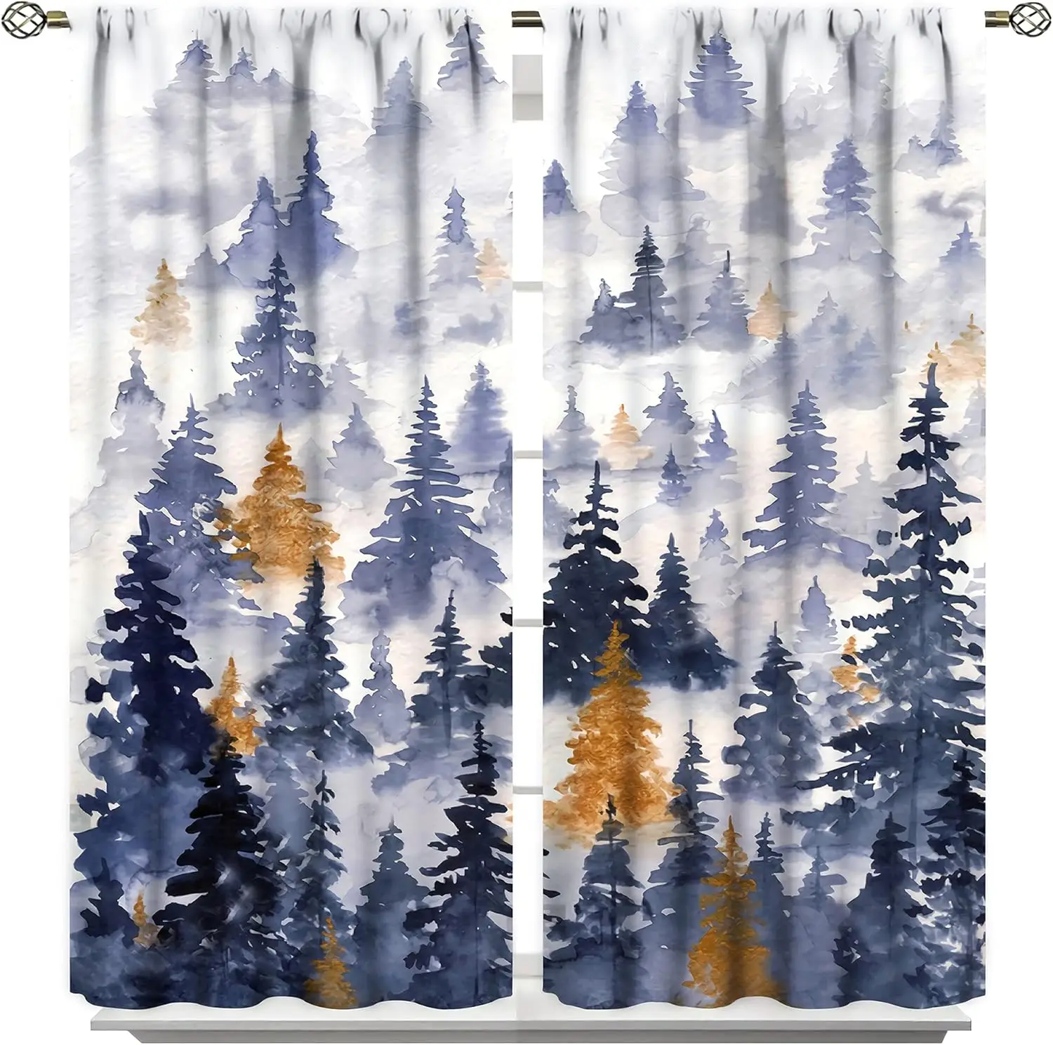 

Туманный лес, шторы, туманная гора, акварель, хвойный осенний лес в тумане, природный пейзаж, художественная печать, кровать для гостиной