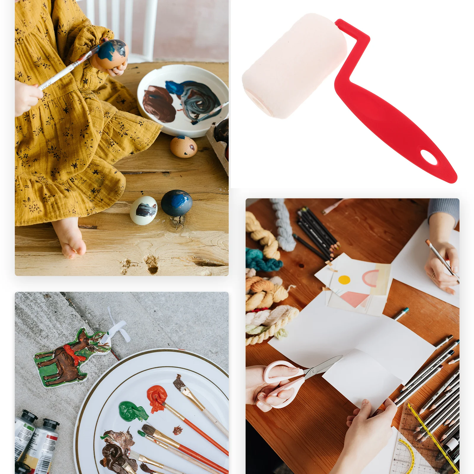 Small Paint Roller Mini Roller Set 6 Inch Ergonomic Handle Wall Painting Tool Kids Paint Brush for Detailed Patterns and Repairs