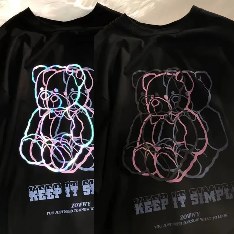 

Gothic Bear Print Women T-shirt Harajuku Clothes Graphic Crop Y2K Tops Tee T Shirt Streetwear Short Sleeve Graphic T Shirts