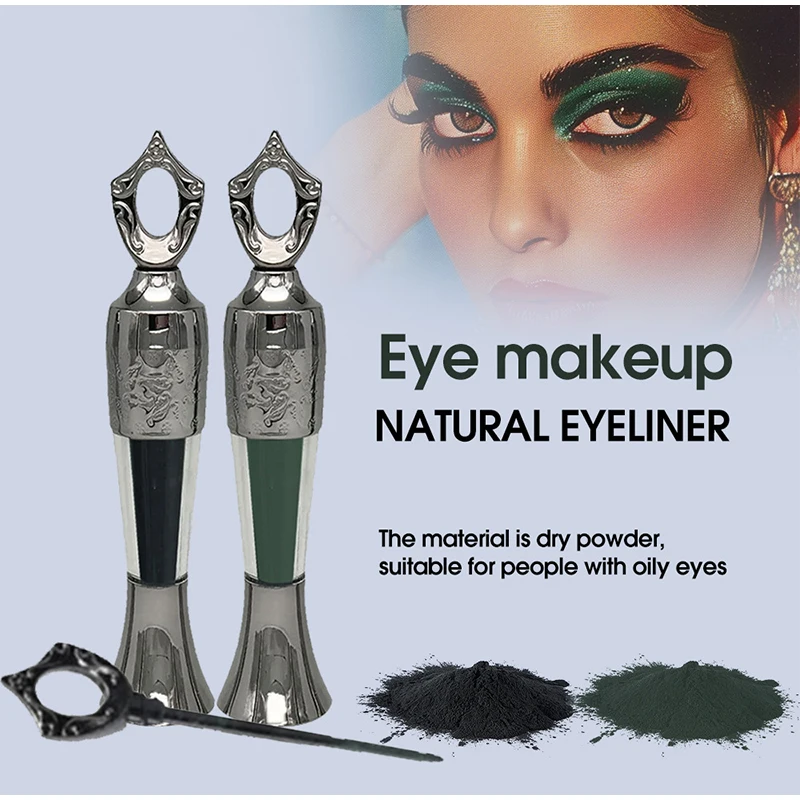 2-kleuren fles poeder eyeliner mineraal poeder eyeliner stick waterdicht langdurige zwarte kohl oogschaduw geen vlekken make-up