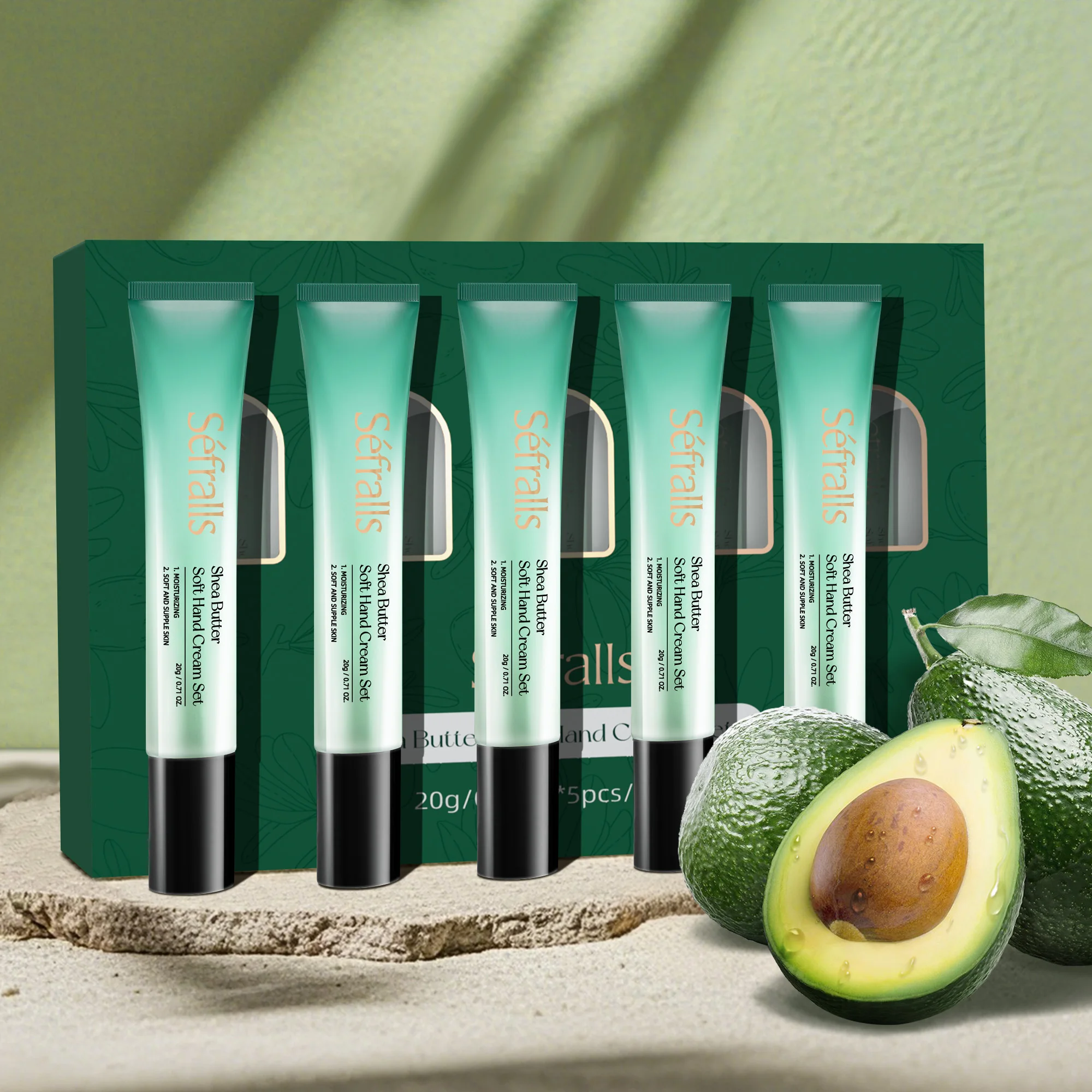 

Séfralls Shea Butter Soft Hand Cream Set 20g/0.71oz*5pcs/Set Natural plant fragrance Cracked Repair Product Mini hand cream Set