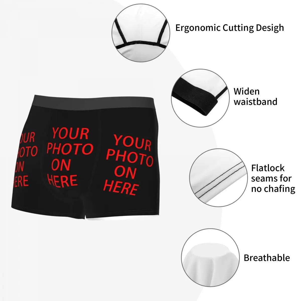 Custom Your Photo Boxers Shorts Men\'s Customized Print Briefs Underwear Sexy Underpants