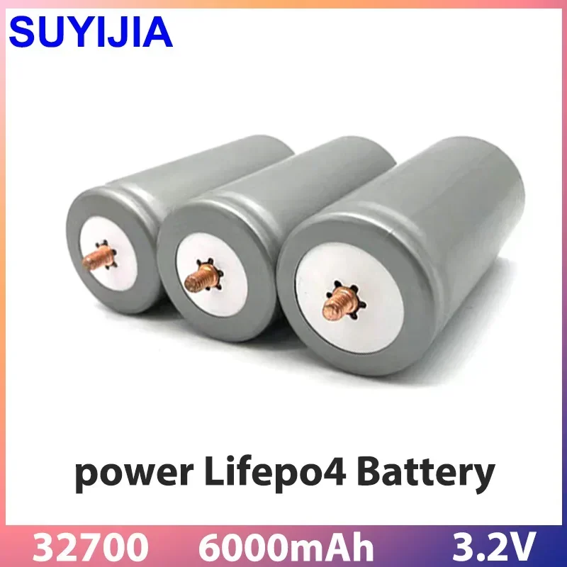 32700 LiFePO4 Battery 3.2V 6000mAh Lithium Iron Phosphate Powered DIY with Screws Suitable for High-power Device Batteries