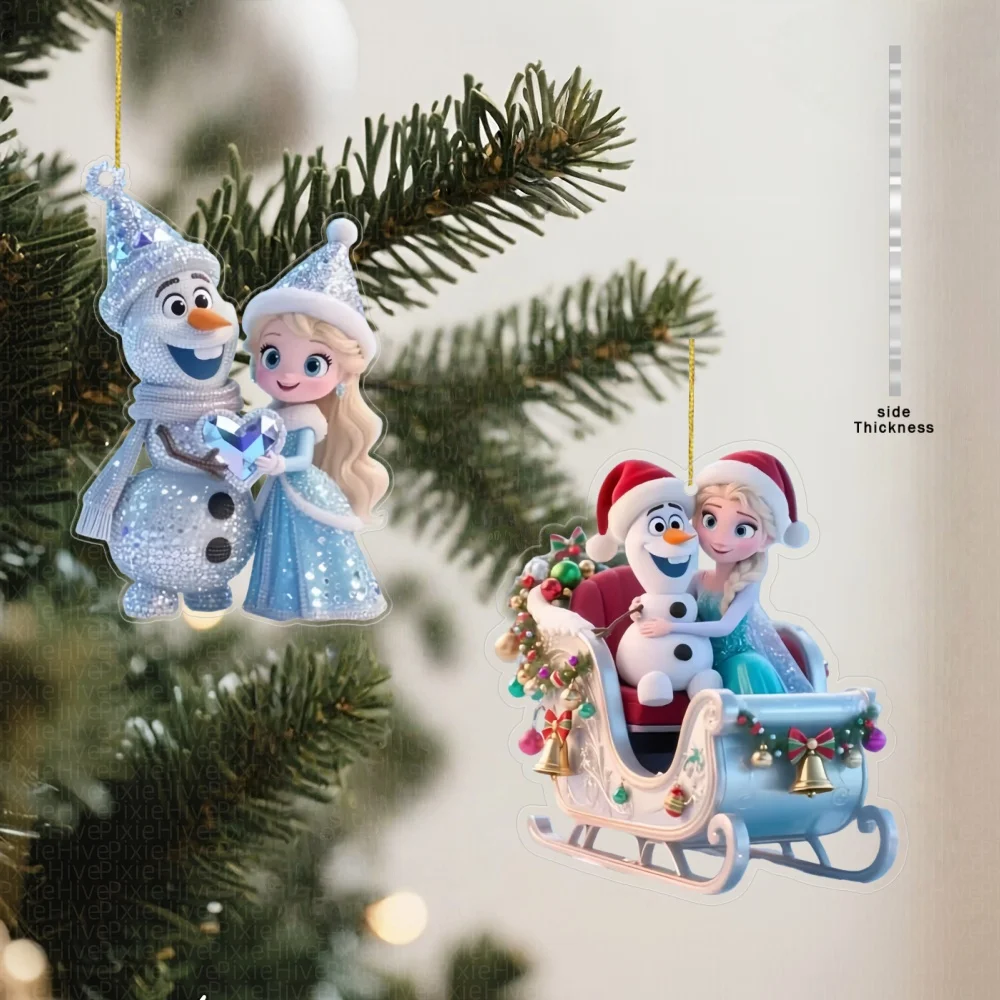 1/6 قطعة ديزني فروزن إلسا أنيمي الشكل شجرة عيد الميلاد الديكور المفاتيح الاكريليك عيد الميلاد الدعائم زينة هدايا عيد الميلاد