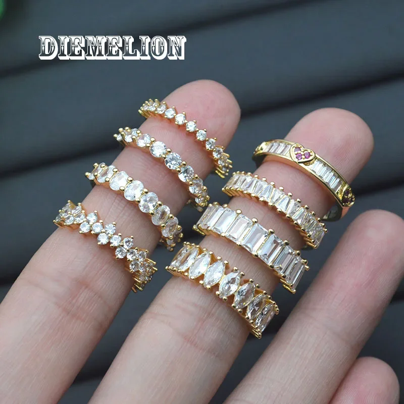 

Wholesale 5pcs Fashion Gold Color Multi-style AAA Cubic Zircon Open Rings for Women Elegant Simple Stackable Wedding Jewelry