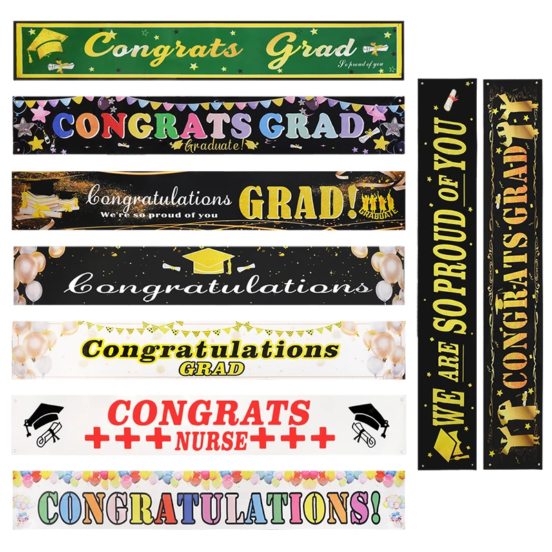 

Congratulation Grad Banner Pull Flag We Are So Proud Of You 2023 Graduation Hanging Decoration Graduate Party Decor Supplies