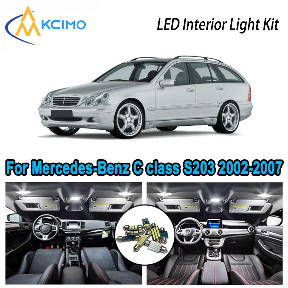Bright LED Interior Kit for Mercedes-Benz C class S203 Estate 2002-2007 2003 Dome Map Trunk Lamps Error Free Automotive Lighting