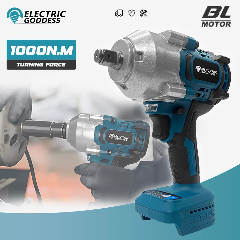 Electric Goddess 1000N.M Cordless Electric Impact Wrench Brushless Wrench Hand Drill Socket Tools For Makita 18V Battery ﻿Pin