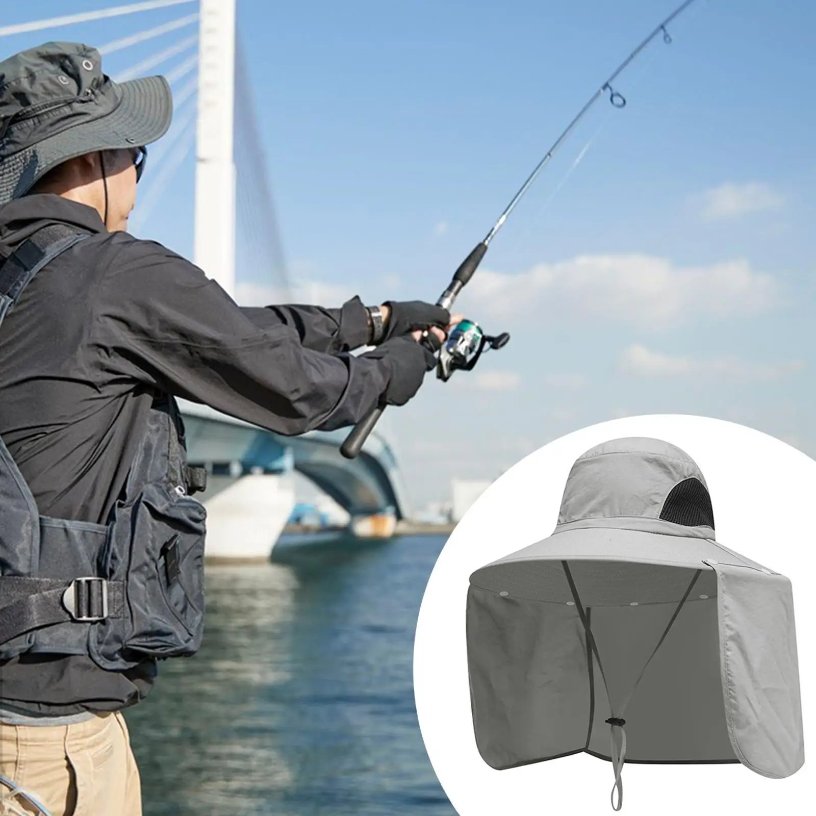 

Wide Brim Bucket Hat Comfortable Polyester Summer Fishing Cap for Hiking Adults