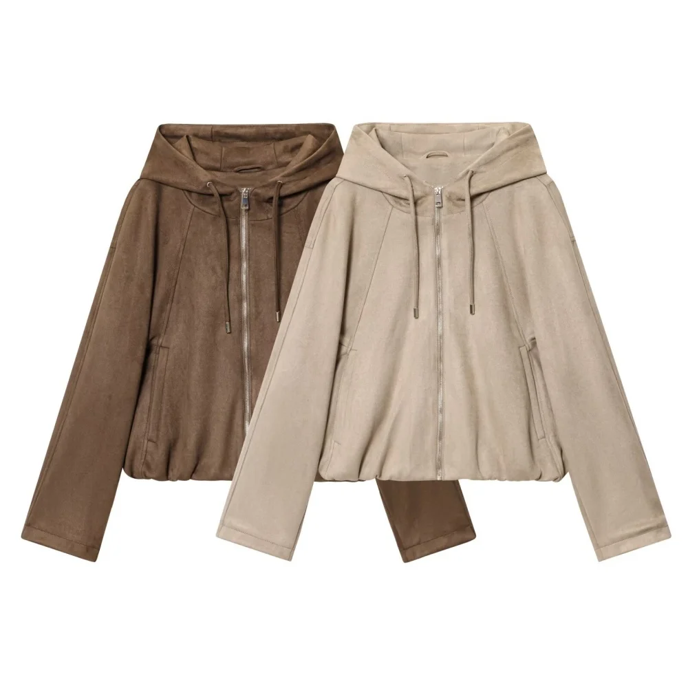 

Taop&Za's new women's fashion casual versatile hooded loose suede texture bat sleeve jacket jacket