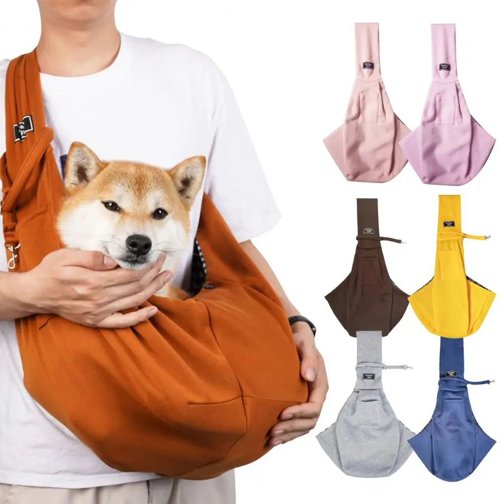 Dog Sling Carrier Bag With Pocket Safety Hook Hands-Free Pet Bag Breathable Animals Crossbody Shoulder Outdoor Travel Portable