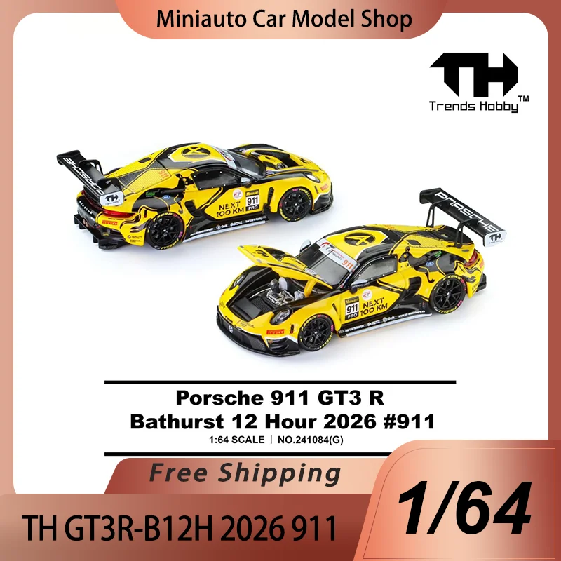 

TH 1:64 Porsche 911 GT3R-B12H 2026 911 Alloy Miniature Diecast Car Model Toy Bathurst 12 Hour Race Car For Hobby Collectors
