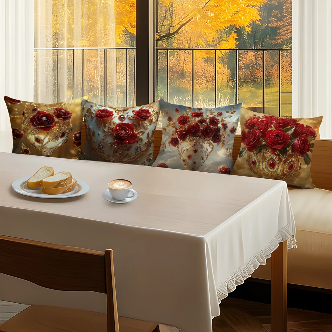 Red Rose Cushion Pillowcase Printed Polyester 45x45cm Throw Pillowcover Decorative Sofa Cushion Pillowslip Home Decor