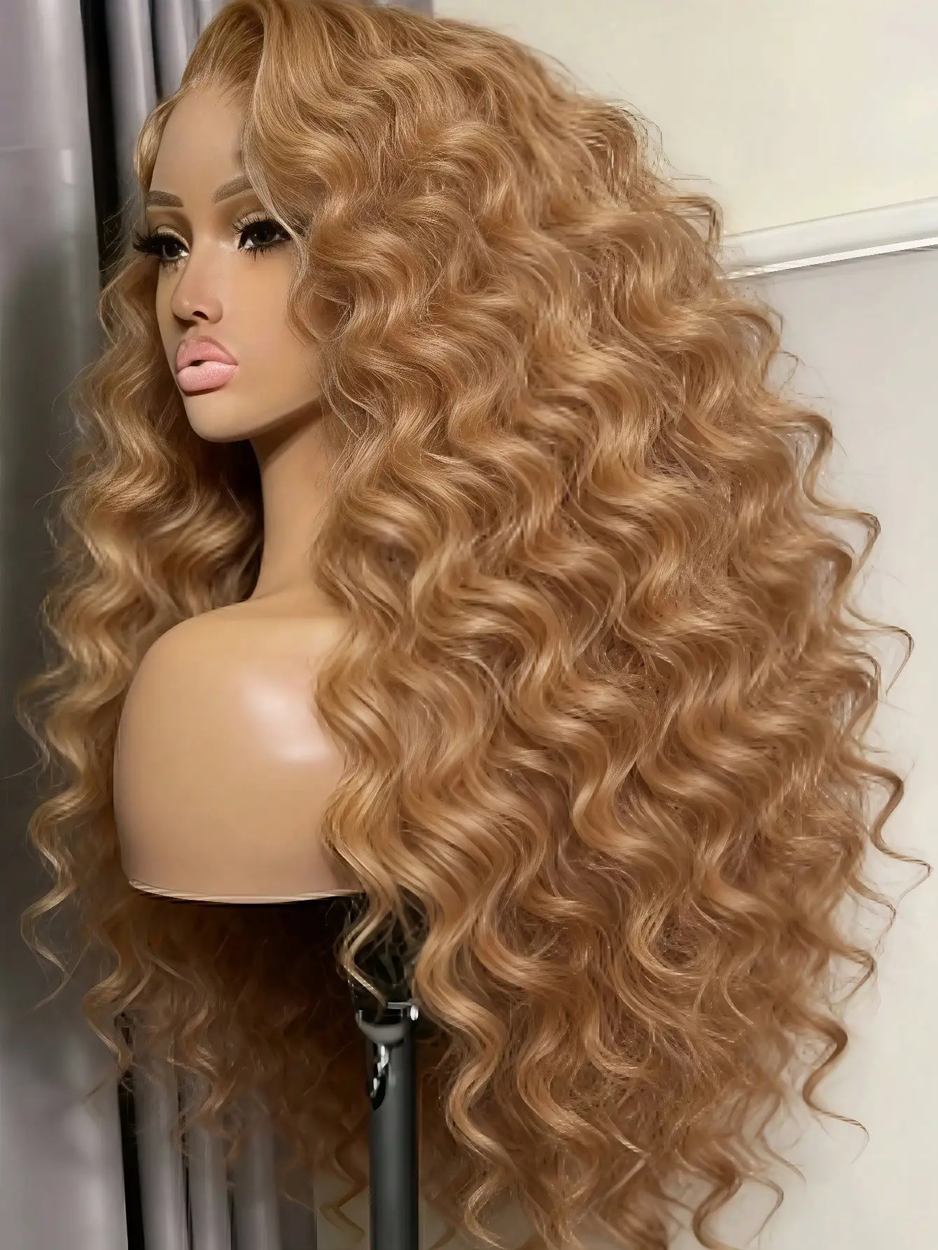 Chocolate Brown 250% Curly Lace Frontal Wigs 13×4 HD Transparen  Deep Wave Human Hair Pre Plucked Glueless for Women