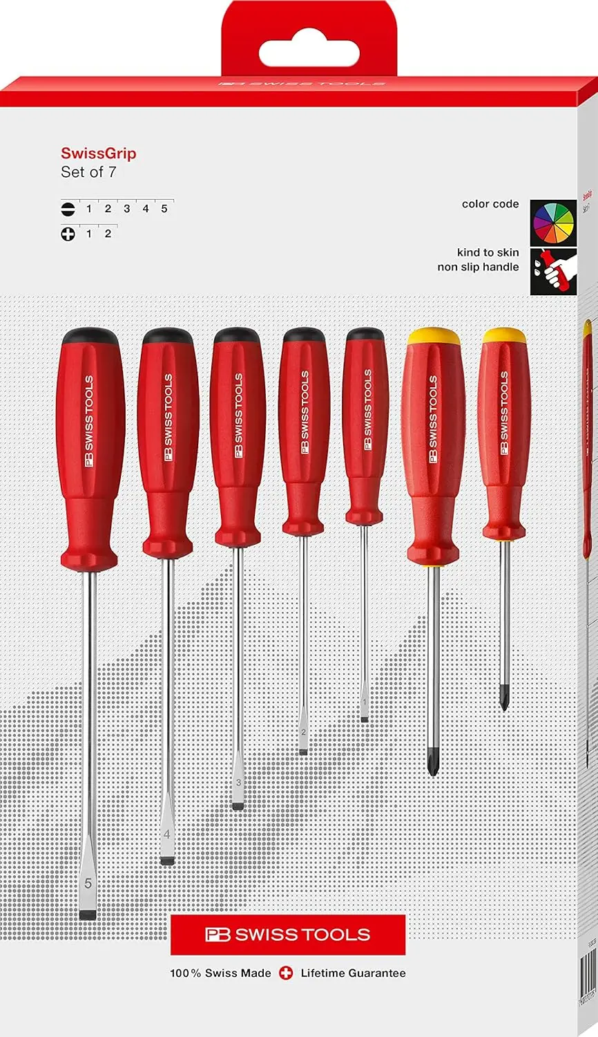 

Набор из 7 отверток (крестовые и плоские) для промышленности и рукоделия, производство Швейцария