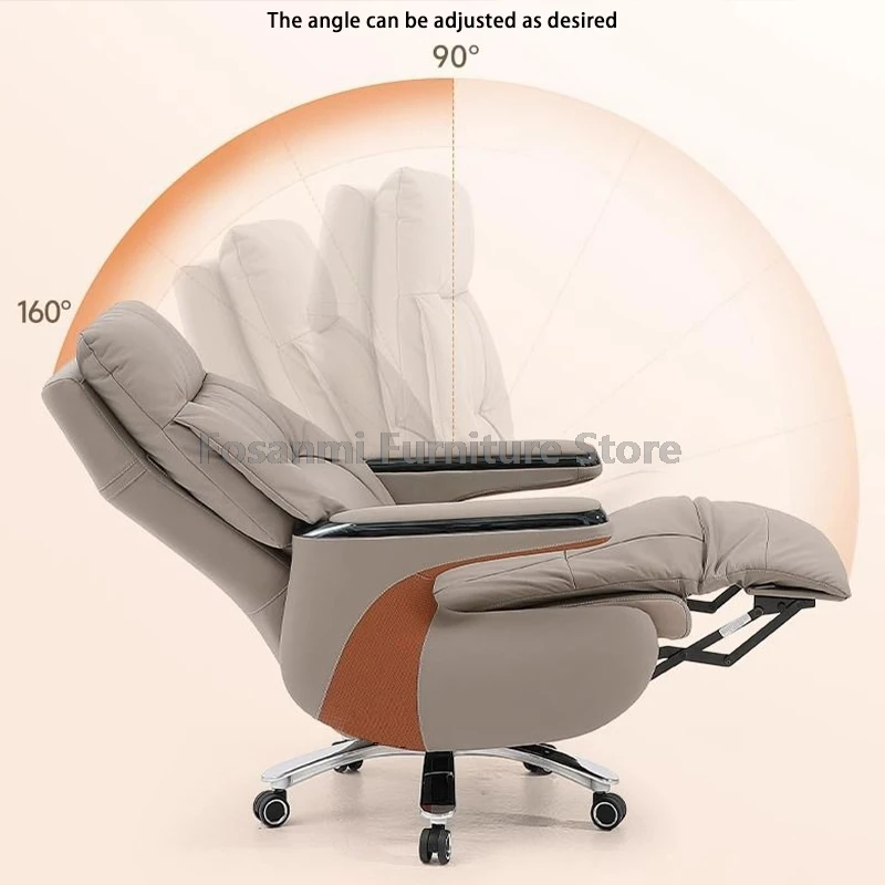 Cadeira de escritório com encosto alto de couro PU com ajuste por gravidade Cadeira de mesa ergonômica com assento largo e grosso para jogos em casa Cadeira de computador com rodas