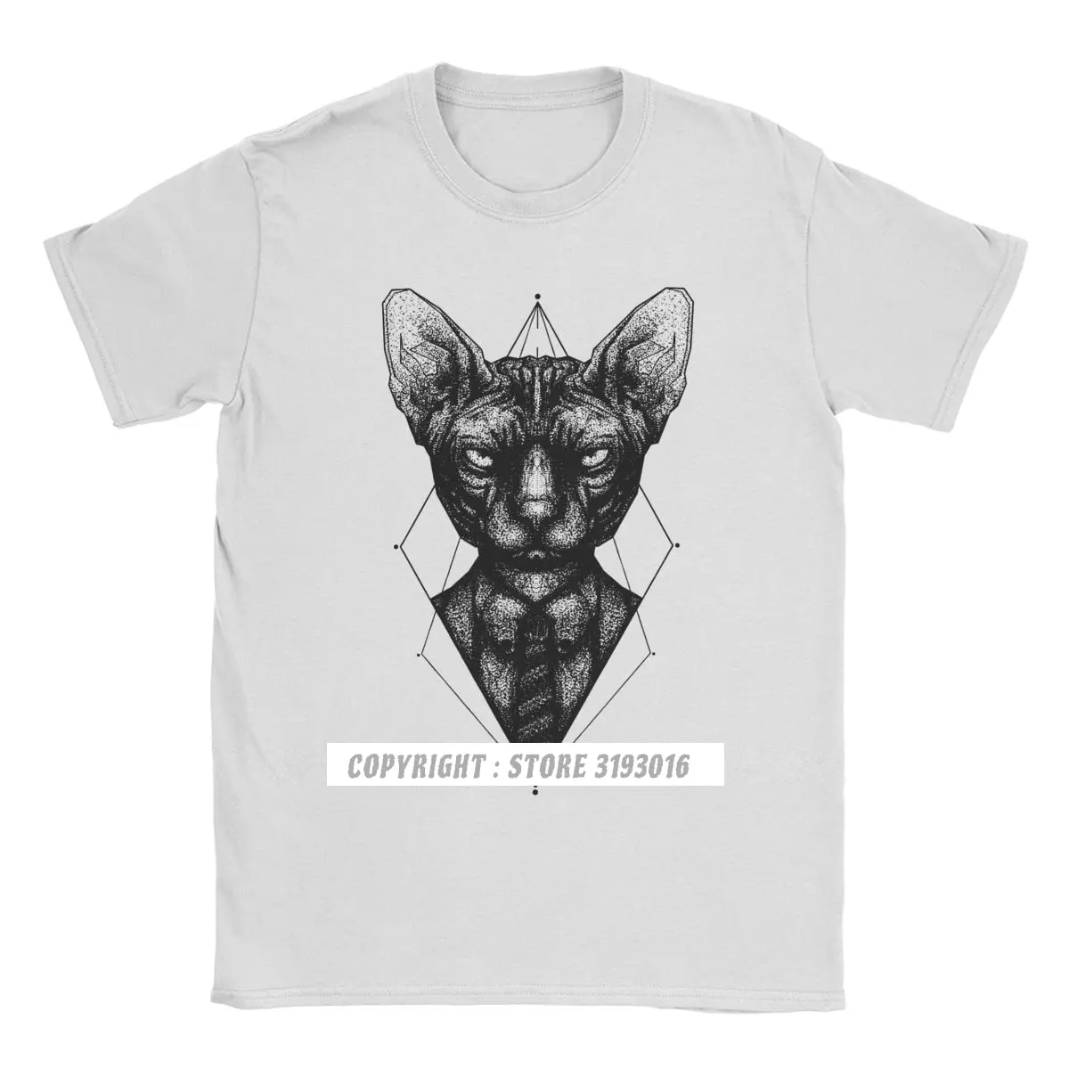 Funny Sphynx Cat T-Shirt for Men Round Neck Cotton T Shirts Canadian Hairless Sphynx Kitten