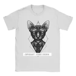 Funny Sphynx Cat T-Shirt for Men Round Neck Cotton T Shirts Canadian Hairless Sphynx Kitten