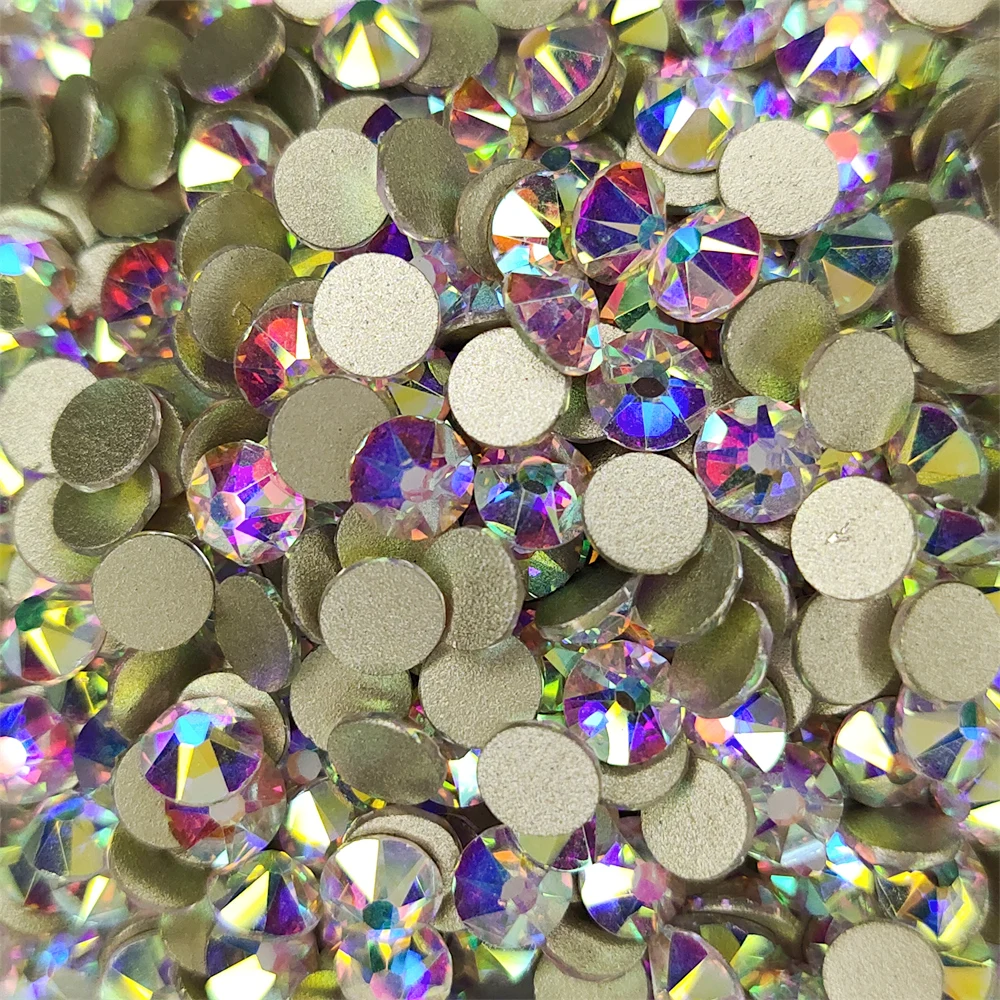 Top Glitter Crystal AB/Clear 8 Big + 8 Small Cut Facets Flatback Non Hotfix Rhinestones Nail Art Strass Sewing & Fabric Garment