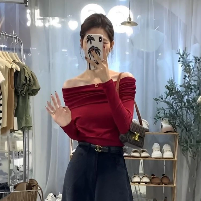 Rood Gebreide Truien Vrouwen Gesneden Hals Vintage Rugloze Sexy Y 2K Meisjes Mode Ulzzang Innerlijke Club Wear Tedere Streetwear Classic