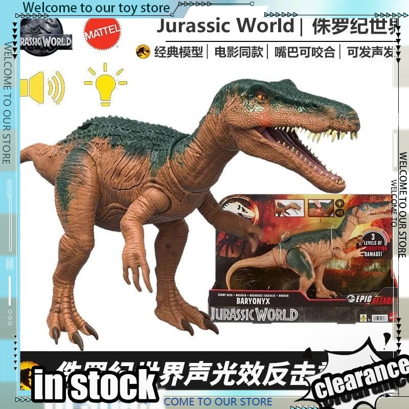 

Игрушки MATTEL: Динозавры из «Мира Юрского периода», фигурка Барионикса с эффектом света и звука, светящаяся и рычащая модель динозавра, детские игрушки, подарок на день рождения