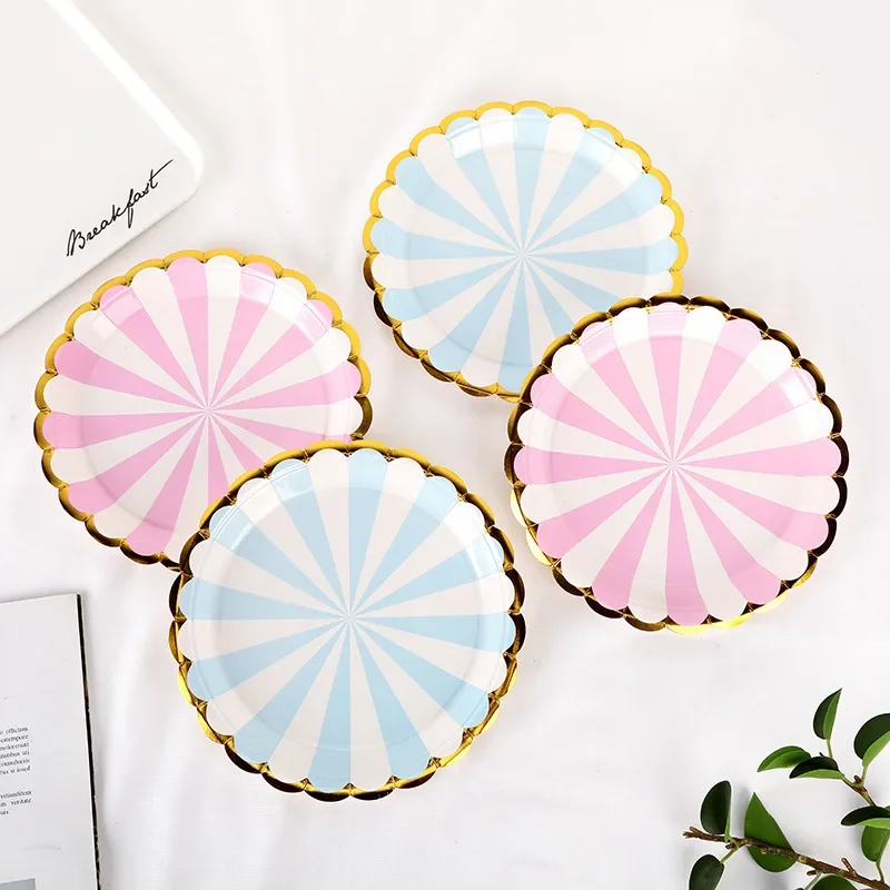 8PCS/set Gilding Disc Disposable Plates Cake Paper Pan DIY Decoration for Kids Birthday Party Wedding Tableware Supply