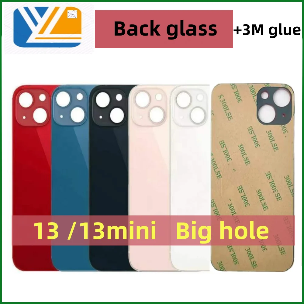 13 Mini Back Cover Glass Fast Replacement High Quality Housing Battery Cover Big Hole Rear Glass+3M Tape For iPhone 13 13mini