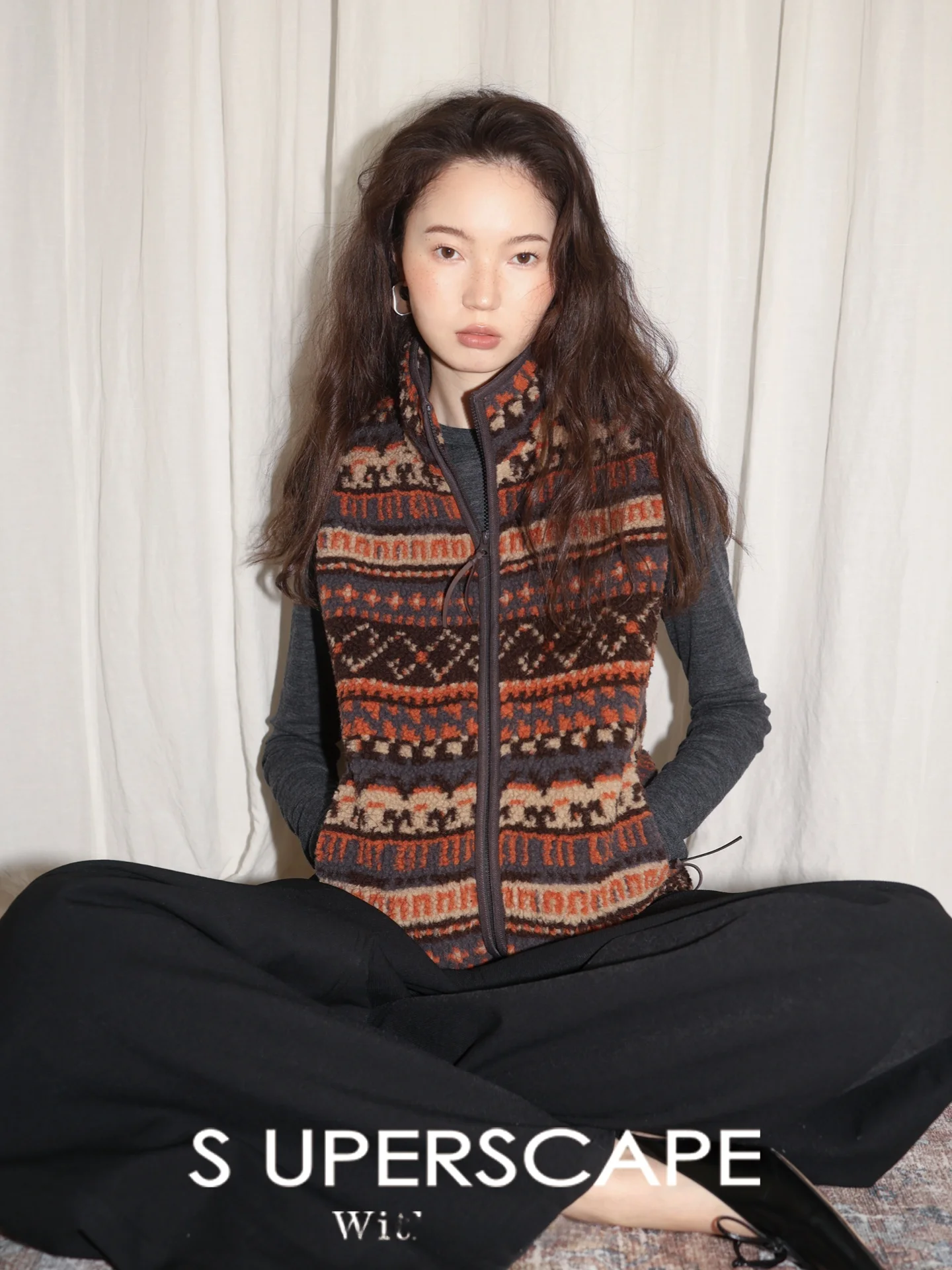 

Soft Fce Zipper Collar Vest Cisas Aosphere eepskin Woolen Plu Commute Sle Women's Vest Bal Mid-Length