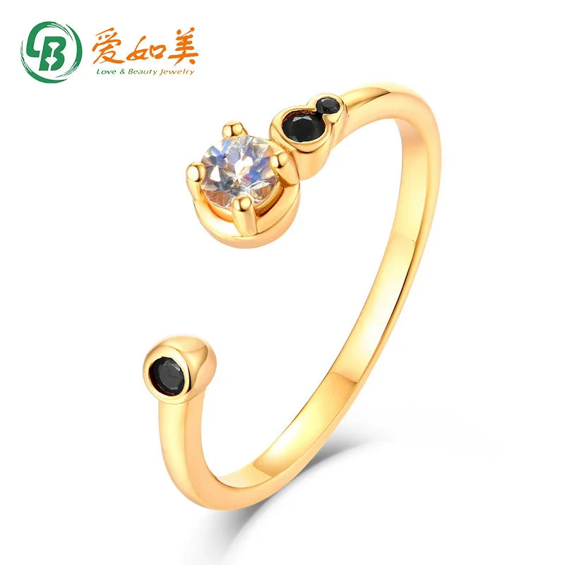 

Simple Natural Moonstone Can Be Combined with An Open Ring for Women,18K Gold PT950 Platinum Silver Plated with 7 Layers of Gold