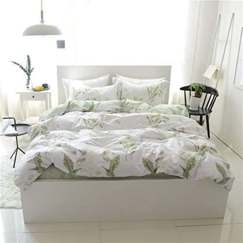 Duvet Cover Sheet Set 7-Pieces Cotton Bedding,(1 Duvet Cover,1 Fitted Sheet,1 Flat Sheet,2 Standard+2 King Pillowcases)