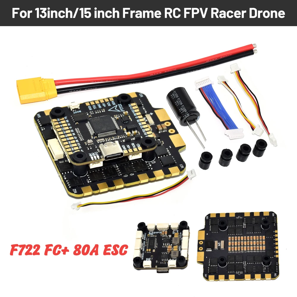 F7 F722 Stack 80A 4in1 BLheli_S ESC Stacks 30.5*30.5mm 3-8S Lipo F722 Flight Controller 5V 10V Dual BEC For 13/15inch FPV Drone