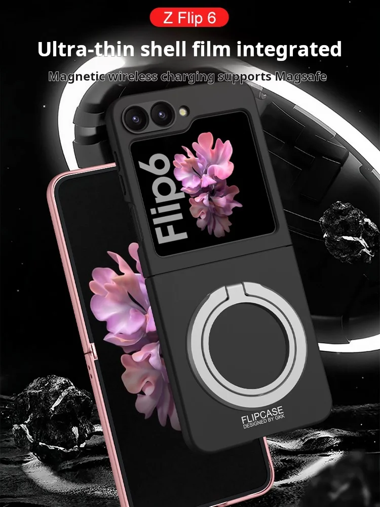 Magnetic Wireless Charging Case for Samsung Galaxy Z Flip 6 Fingerprint Shockproof Clear Magnetic Shockproof Cover