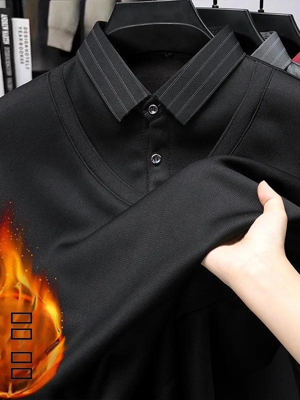 

Мужская трикотажная одежда с начесом, повседневная, деловая, теплая, на зиму, осень, модная, из полиэфирного волокна, с длинными рукавами