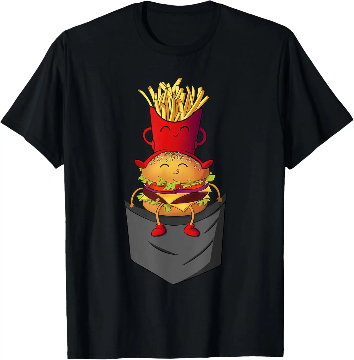 Fast Food in der Tasche – Fries Burger Pommes Frites Potato T-Shirt