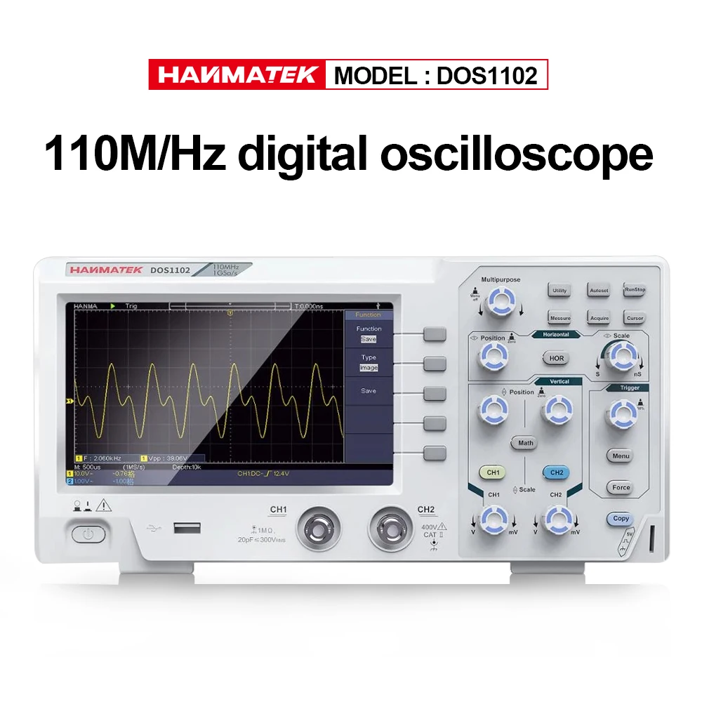 Hanmatek DOS1102 Digital Oscilloscope 2 Channel 100MHz Best Storage Oscilloscope Kit 1GSa/s Sampling Rate