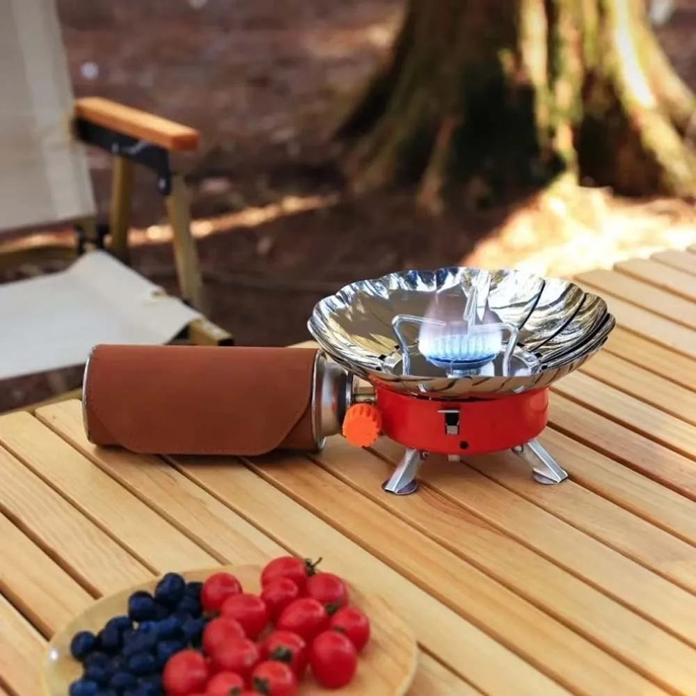 Camping Stove Burner 2800W Lotus Cassette Stove High Power Compact Folding Gas Burner Red Lightweight Fondue Gas Cooker Picnic