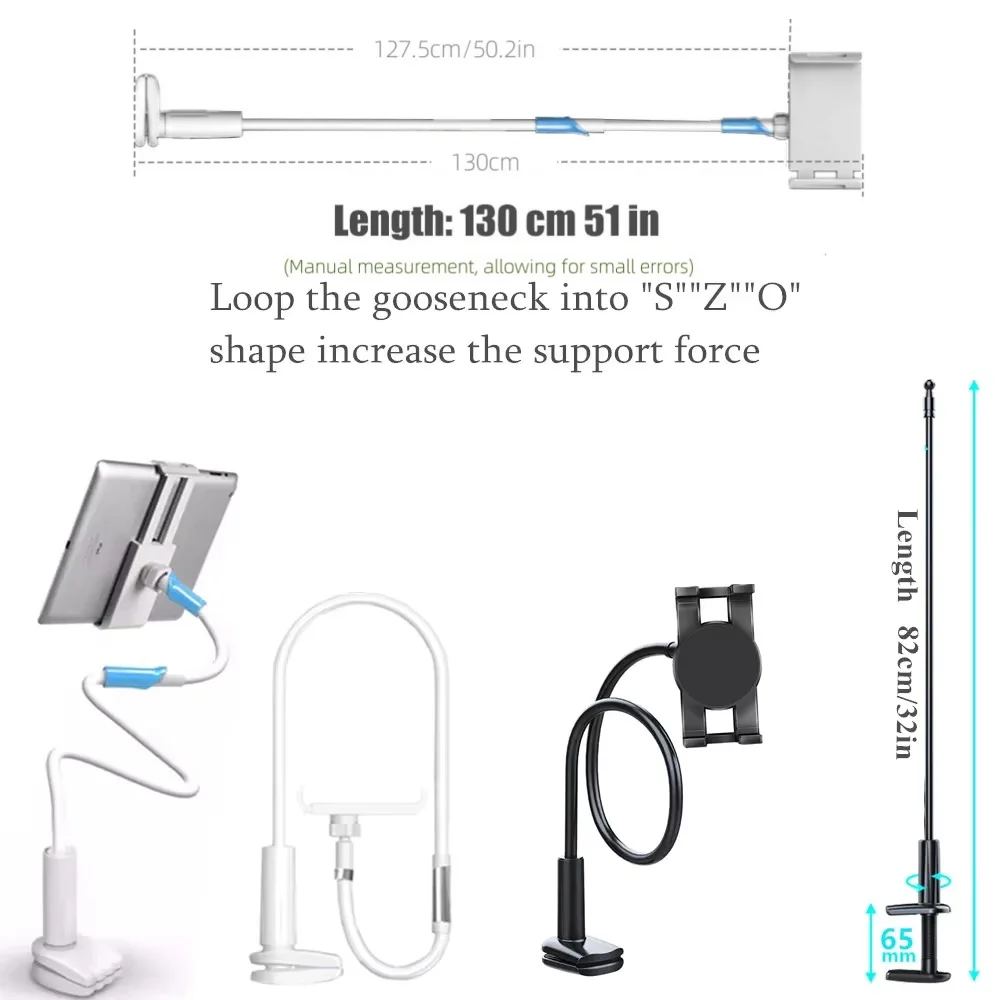 Soporte Flexible para tableta de brazo largo para escritorio de cama, soporte para tableta de teléfono de 5-11 pulgadas para Xiaomi, Huawei,