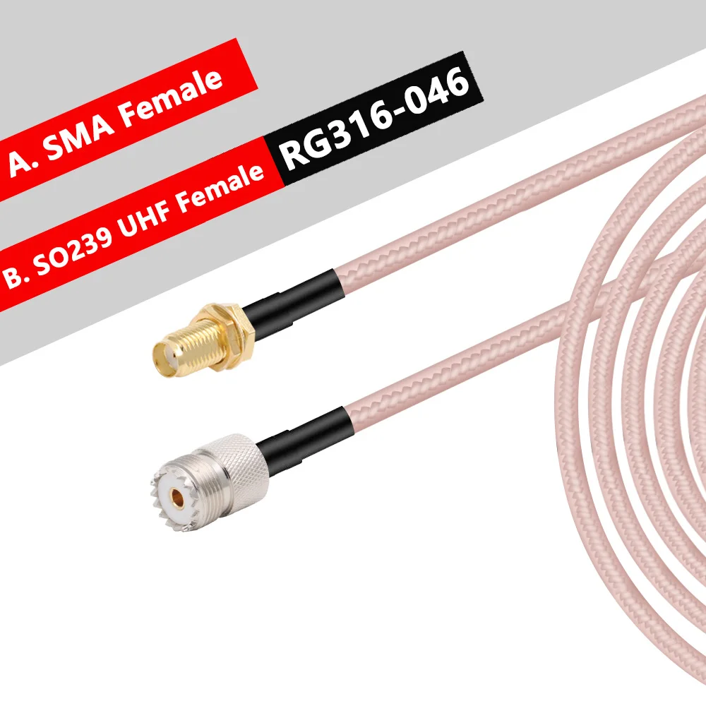RG316 Cable UHF PL259 SO239 to SMA Male Plug & Female Jack Straight Connector Antenna Extension RF Jumper pigtail Cable