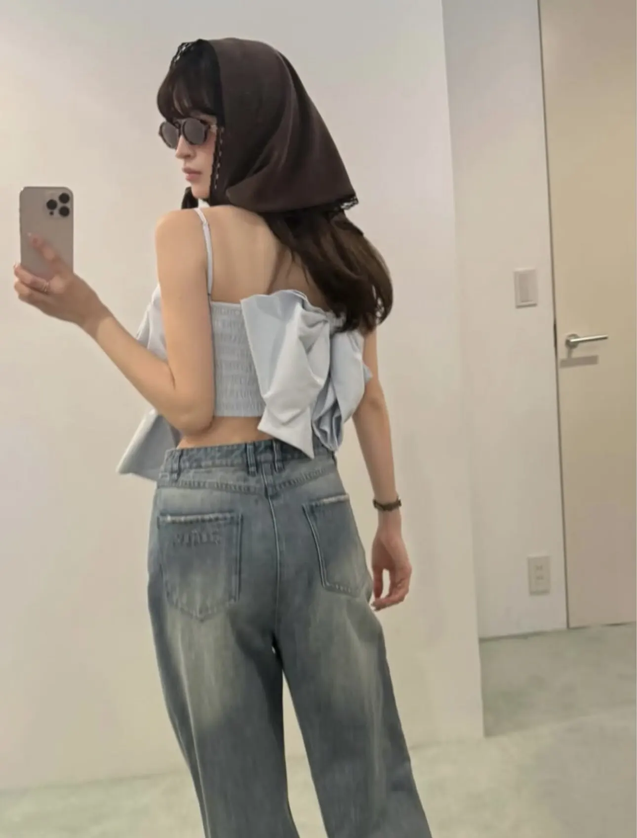 Big Bow Backless Spaghetti Strap Crop Top Women Japanese 2026 Summer New Bow Short Suspender Camisole