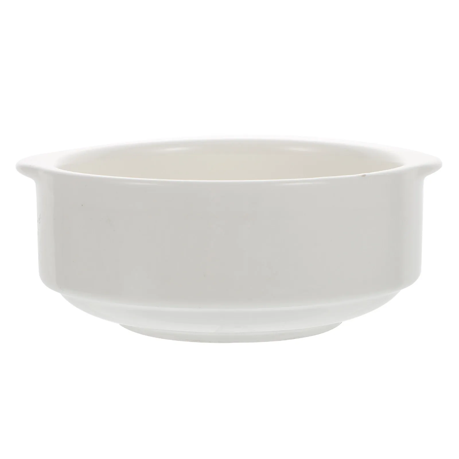 1Pcs White Ceramic Stew Pot with Double Handles Sturdy Heat Resistant Easy Clean Lightweight for Family Restaurant Study Use