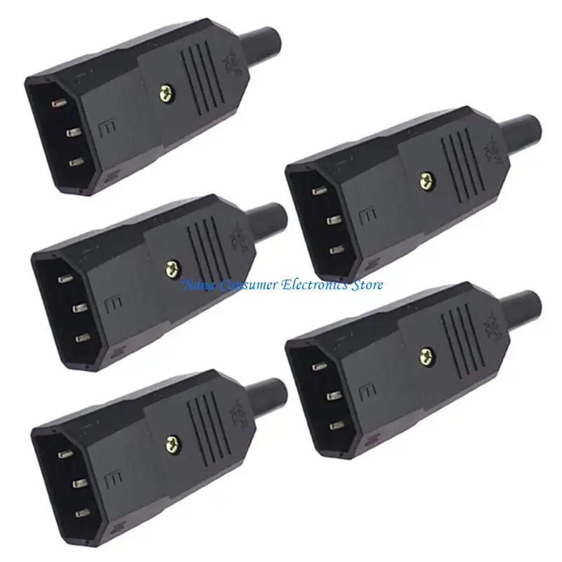 G7NE 5Pcs IEC 320 Straight Cable Plug Connector C13 C14 Female Male Rewirable Socket