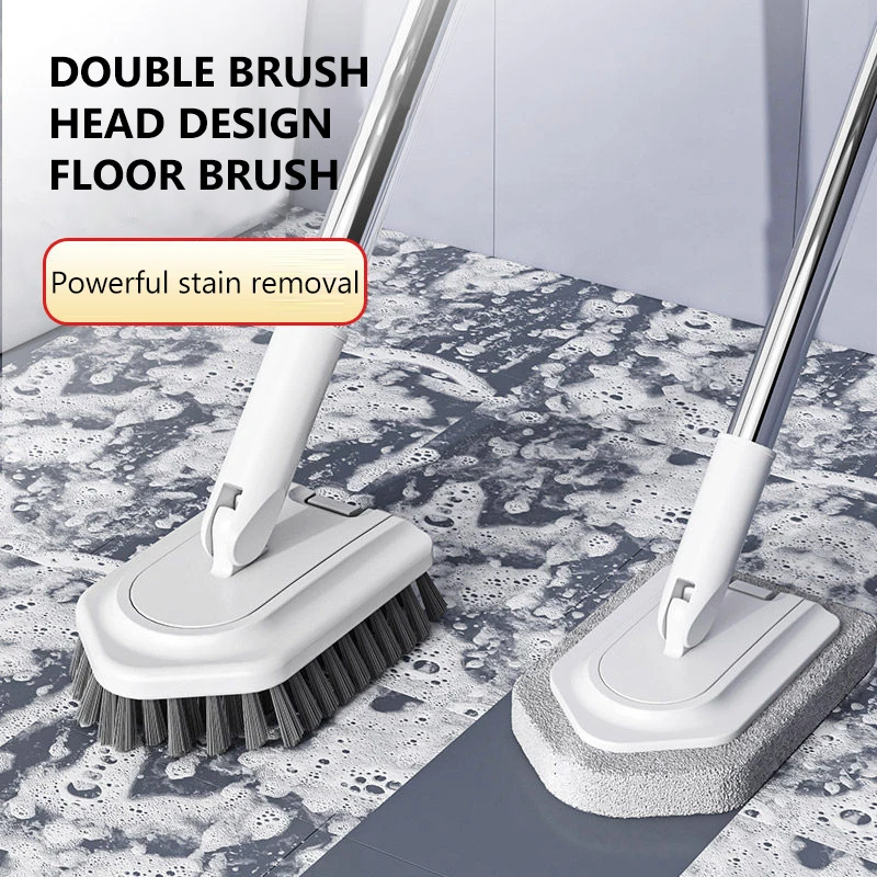 Brosse de nettoyage pour salle de bain 95 cm, outil multifonctionnel, manche long, brosse amovible pour sol, baignoire, carrelage céramique