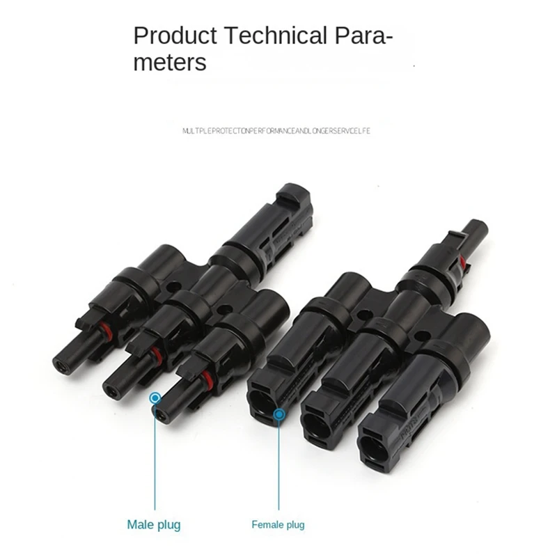 Photovoltaic Connector T-Type Four-Way One-Point Four-Way Conversion Connector Solar Panel Assembly Parallel Plug