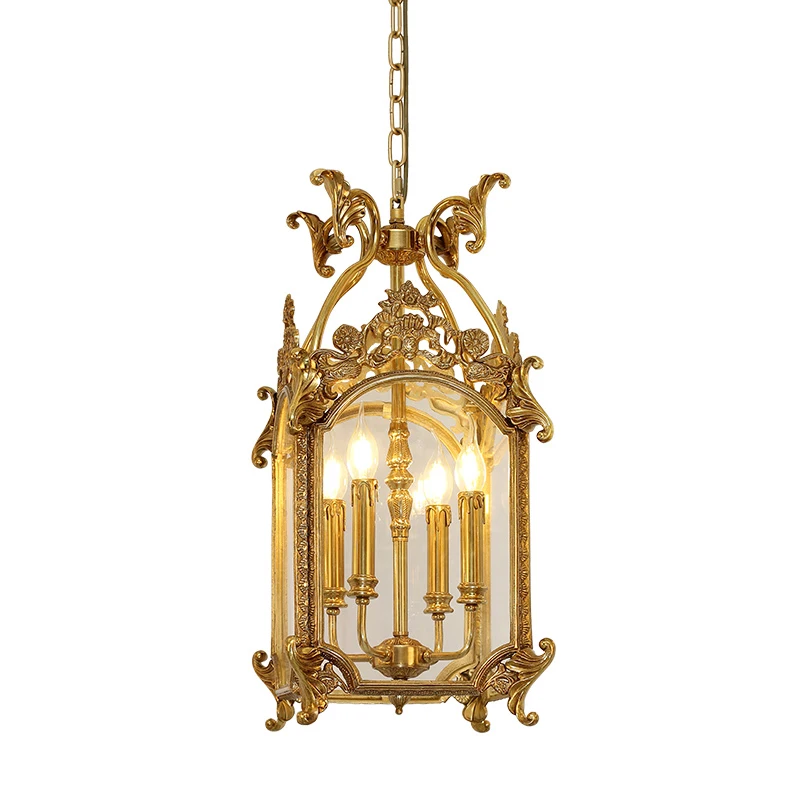 

French style Luxury Lanterns Lights Interior Decoration Lantern Gold Vintage Pendant Lamp With Candle Bulbs