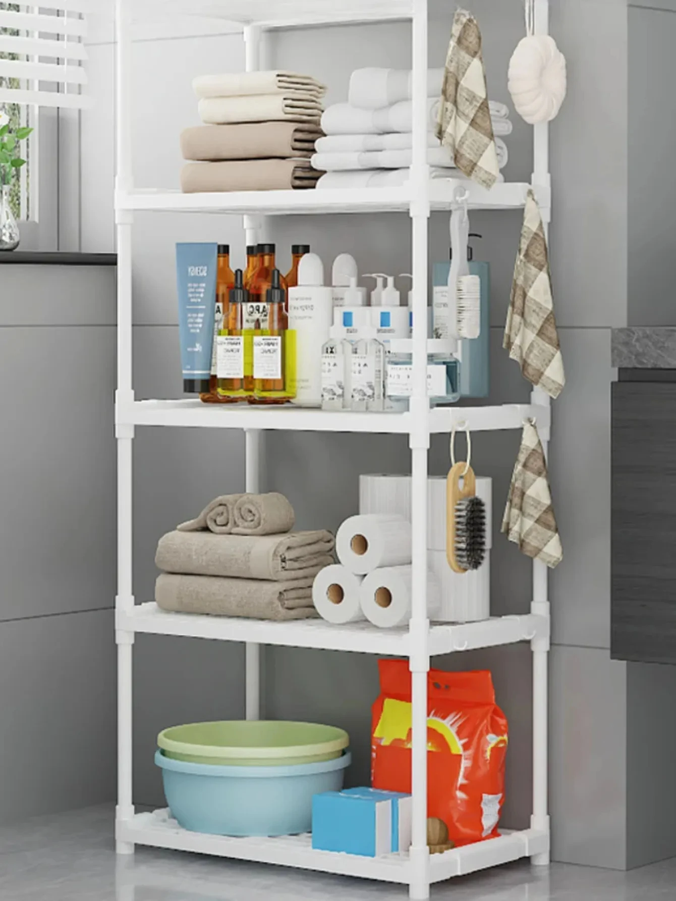 6/5/4/3 Layers Storage Shelves Microwave Racks with Pulleys Floor-Standing Pantry Organization and Kitchen Storage Accessories