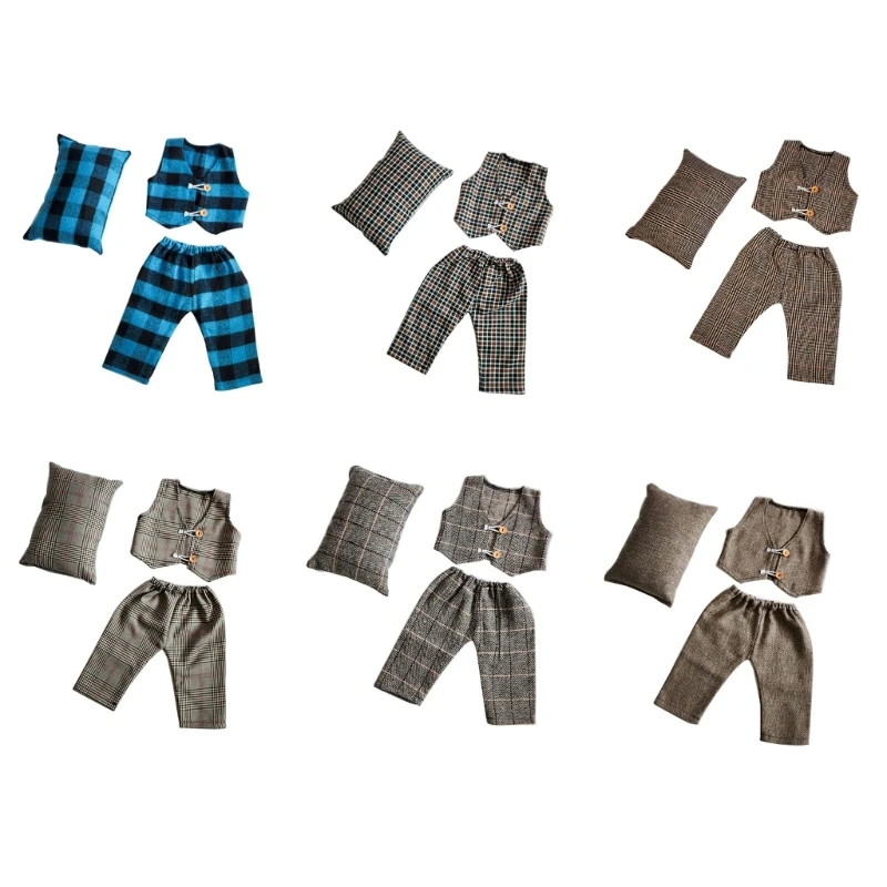 

Newborn Photography Props Set for Baby Boys Little Gentleman Long Pants with Waistcoat Pillow set Costume for Boys Girls