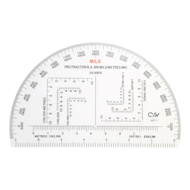 Semicircle Military Coordinate Scale and Protractor Map Coordinate Scale Protractor Romer Grids Reference Tool 517A