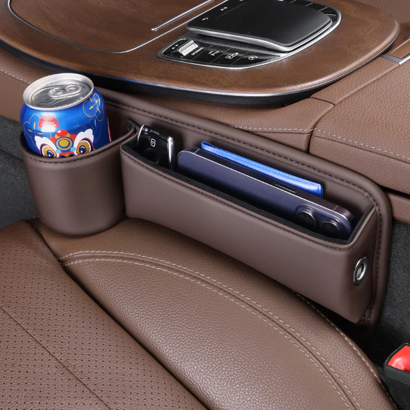 1PCS Storage Box Multifunction Car Seat Gap Filler Leak-proof Storage Bag Cup Holder PU Leather Seat Slot Organizer Box ﻿ image 2