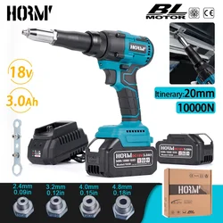 Hormy Borstelloze Elektrische Klinknagel Pistool 11000n Draadloze Klinknagel Moer Pistool Led Auto Klinknagel Boor Oplaadbare Power Tool Voor Makita Batterij